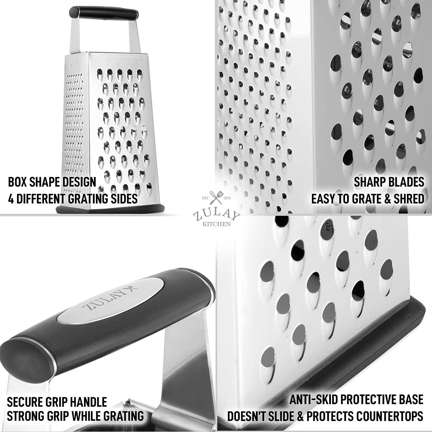 Zulay Kitchen Professional Stainless Steel Flat Handheld Cheese Grater - Yellow