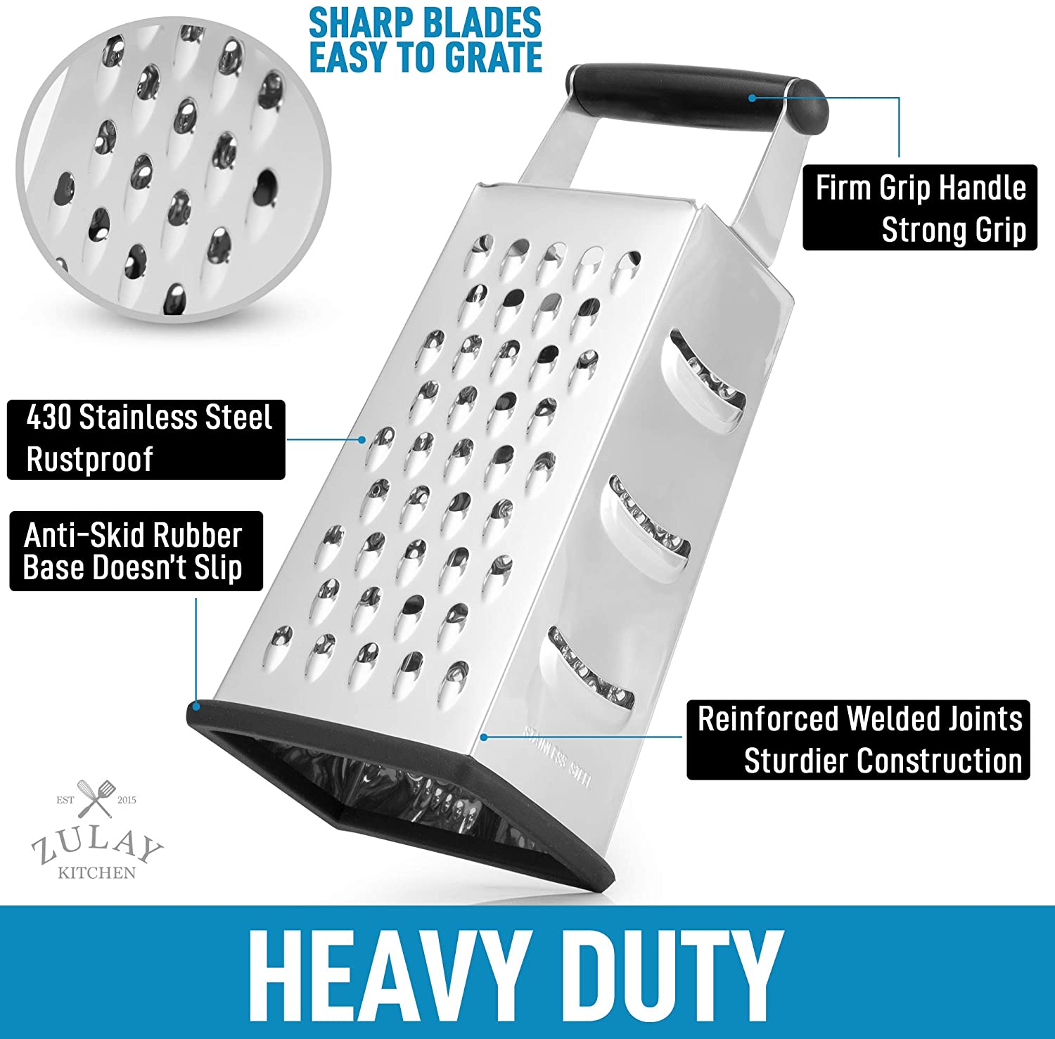 Zulay Kitchen Manual Rotary Cheese Grater with Handle - Round