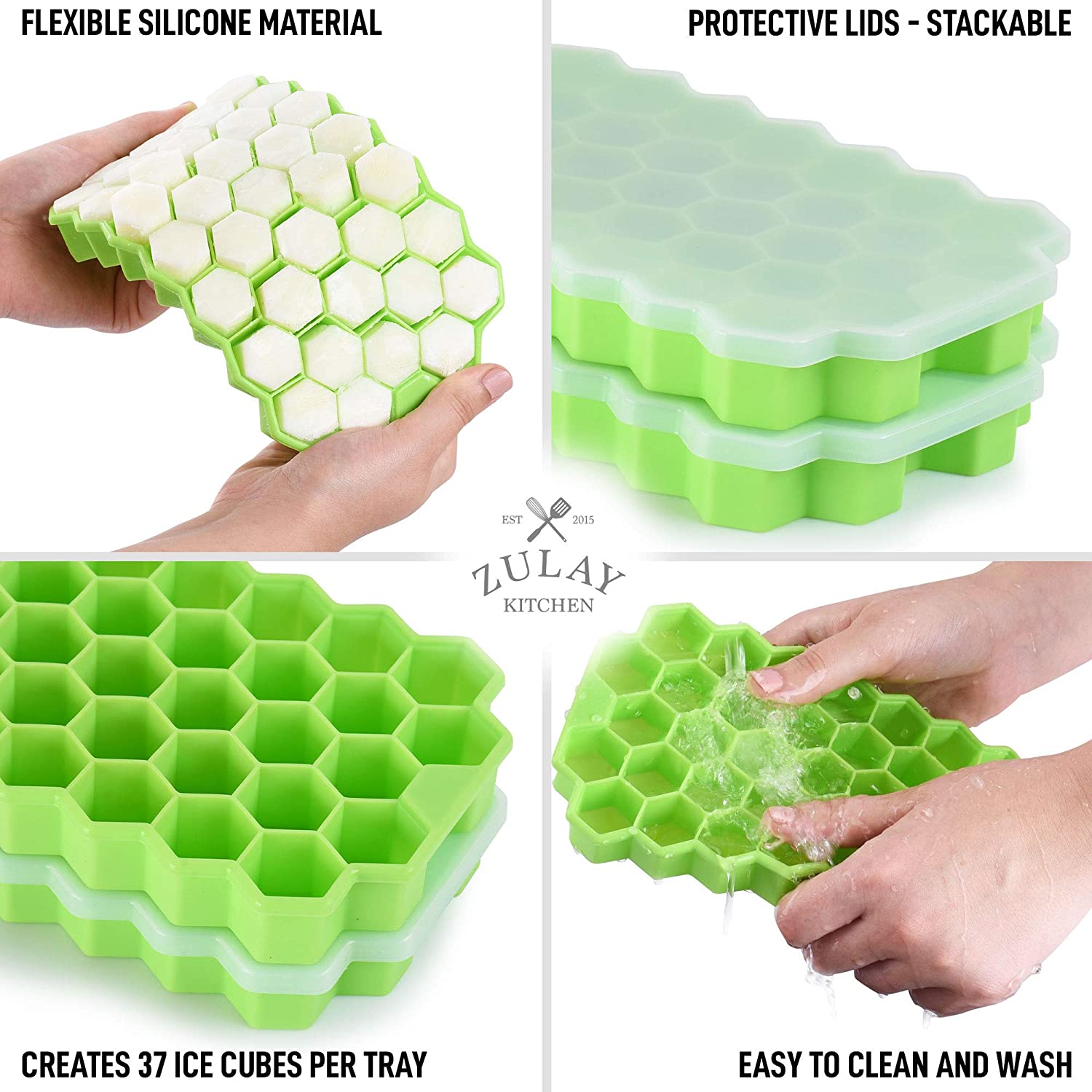 Pack of 4 White Ice Cube Trays for Freezer I Large Ice Cube Trays for Ice  Cube Bin I Best Ice Cube Molds to Fill Ice Bucket for Freezer I Easy  Release