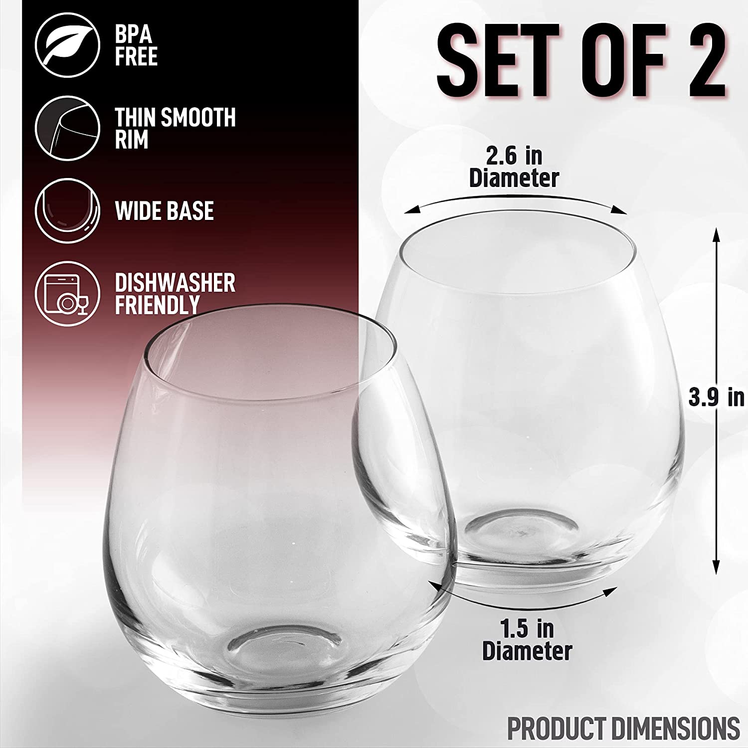 Set of 2 Stemless Glass by Zulay Kitchen