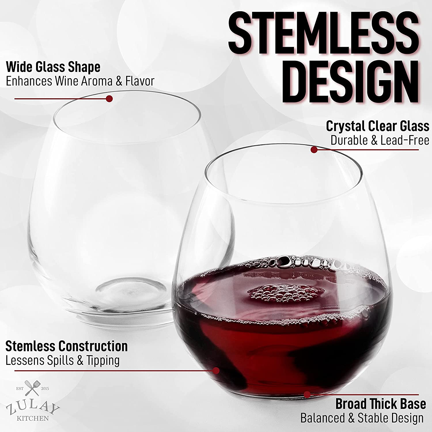 Stemless Design Crystal Clear Glass by Zulay Kitchen