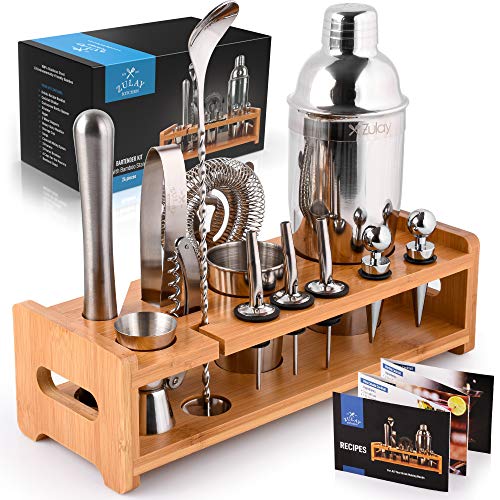 Zulay Kitchen Cocktail Shaker Stainless Steel Drink Mixer with