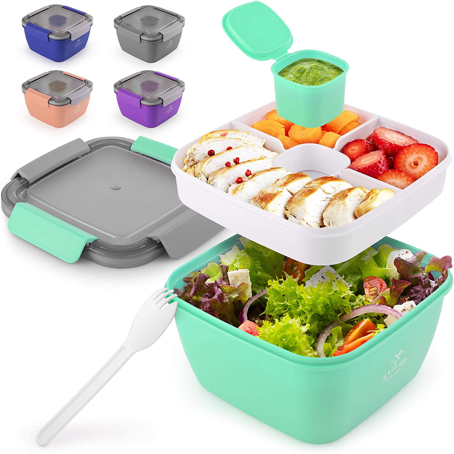 Aueoeo Leakproof Salad Dressing Container To Go, Stainless Steel