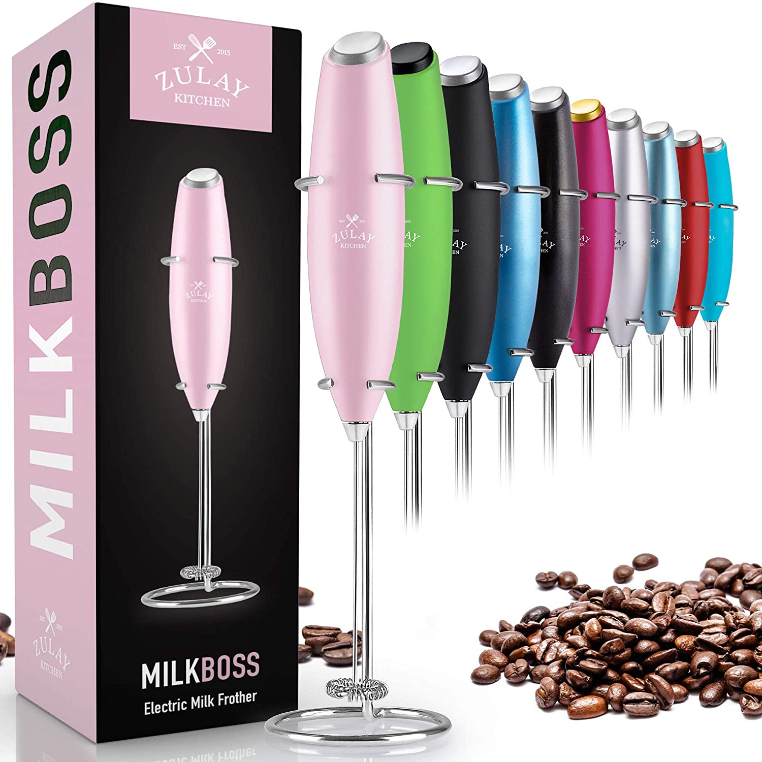 Zulay Kitchen Milk Boss Milk Frother With Holster Stand - Cotton