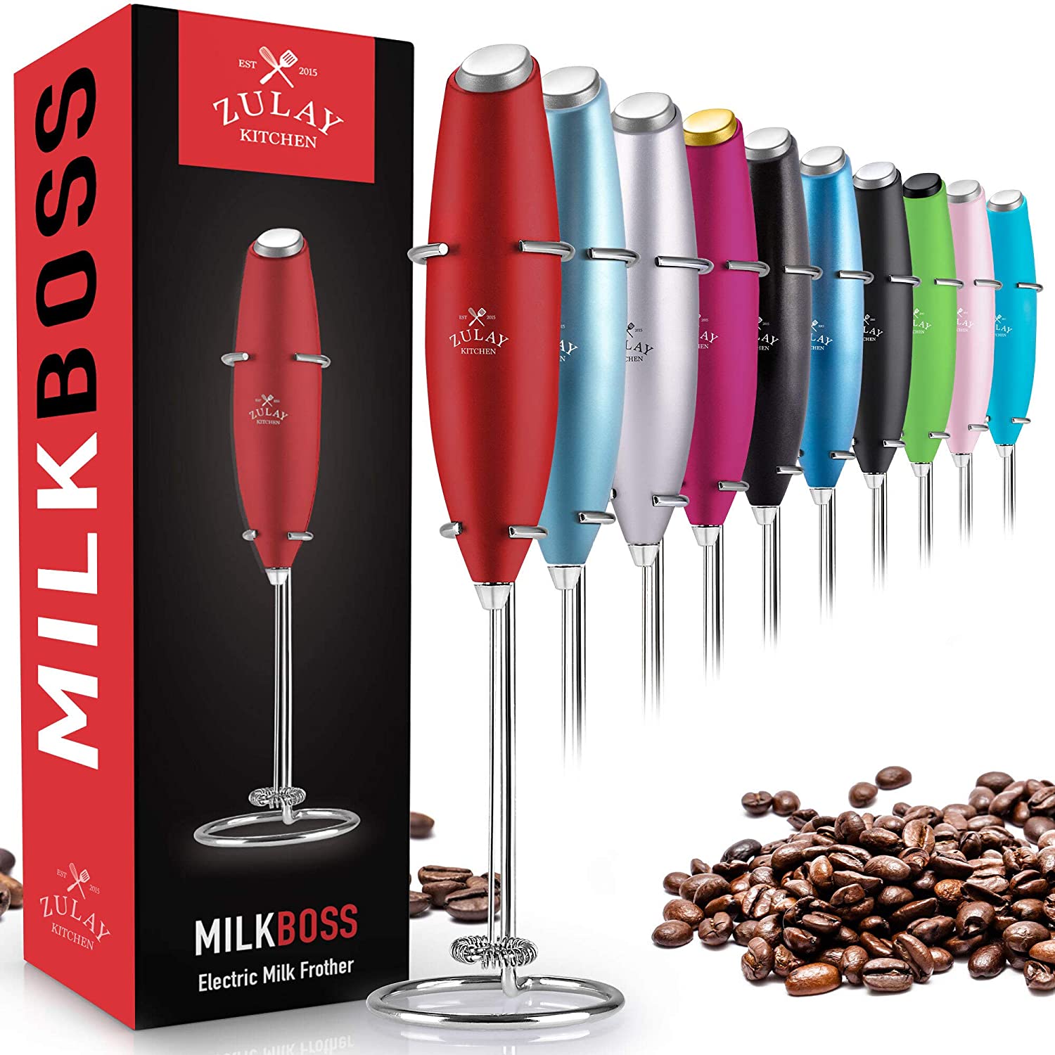 Zulay Kitchen MILK BOSS Milk Frother With Stand - Ruby Red, 1 - City Market