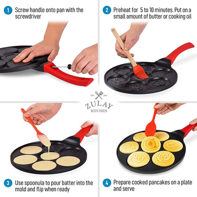 Pancake Pan With 7 Animal Face Designs Plus 2 Bonus Spatulas Online ...