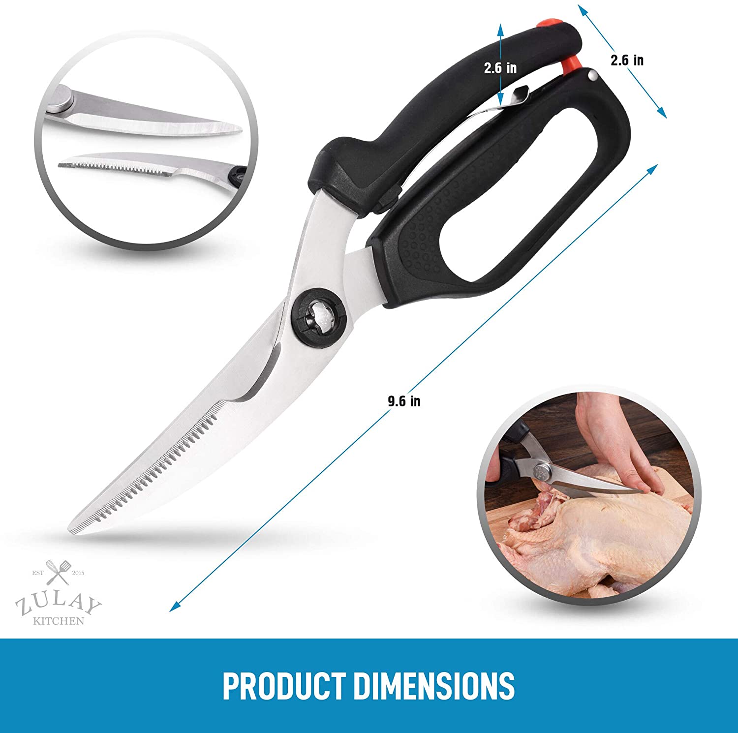 Heavy Duty Poultry Shears - Kitchen Scissors for Cutting Chicken, Poultry,  Game, Meat - Chopping Vegetable 