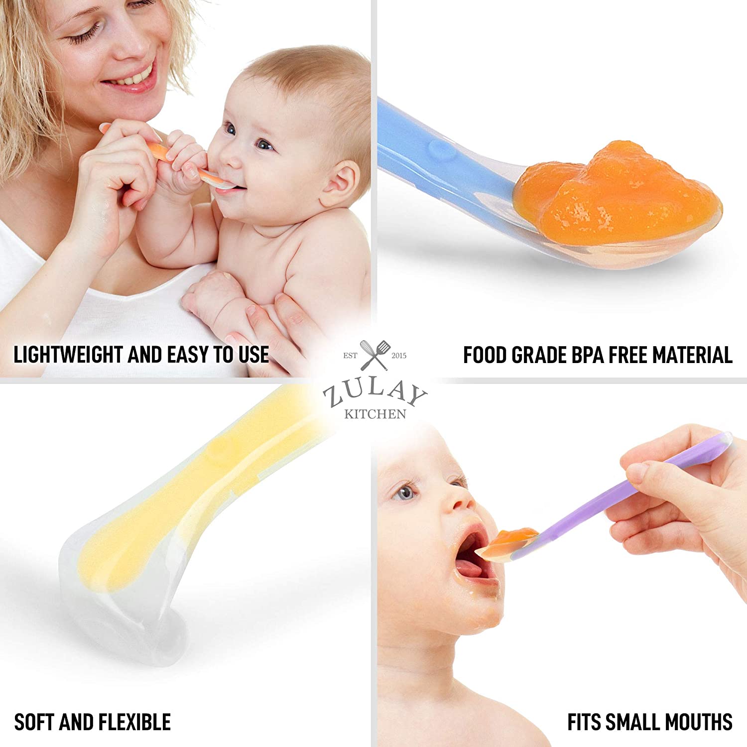 4 Pcs Silicone Baby Spoons First Stage Baby Feeding Spoon Infant