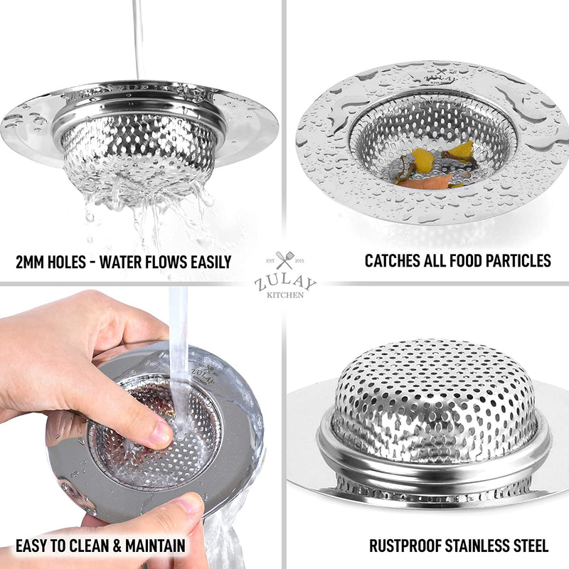 Sink Drain Strainer (2 Pack) - Wide Rim 4.5” Diameter Online | Zulay ...