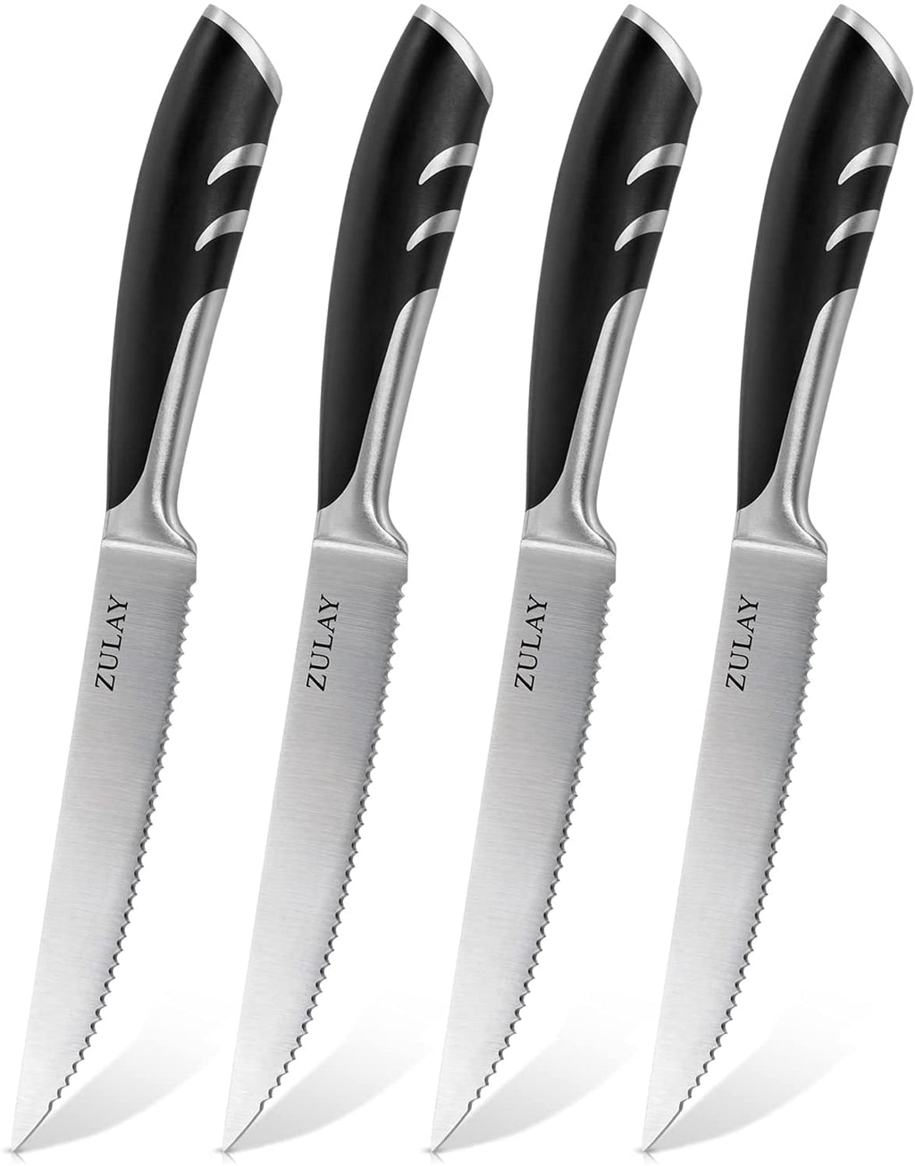 WIZEKA Steak Knives Set of 6,Serrated Steak Knives,Dishwasher Safe,1.4116  German Stainless Steel 4.5 Inches Steak Knife Set with Gift Box,Starry Sky
