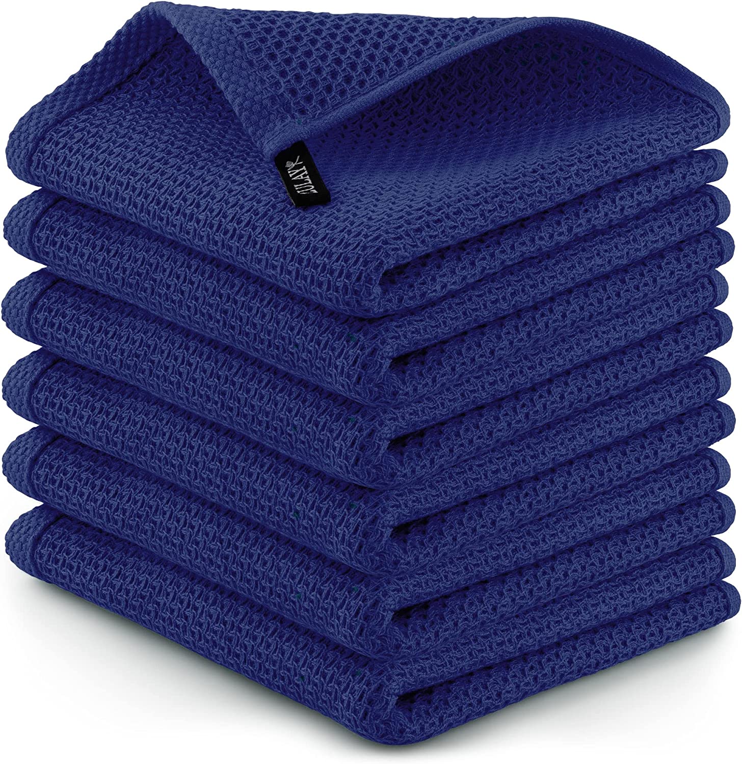 VeraSong Waffle Weave Kitchen Towels Thick Microfiber Dish Drying Towels  Absorbent Tea Towels Hand Towel Lint Free 16Inch x 24Inch 3 Pack Navy Blue