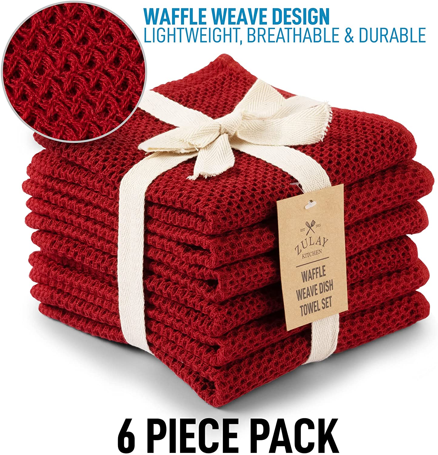 Lobster Red & Natural Waffle Weave Kitchen Towel - Napkins2go